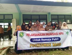 Tim PKM Raas Gelar Imunisasi HPV Untuk Siswa Putri Kelas IX SMPN 2 Raas